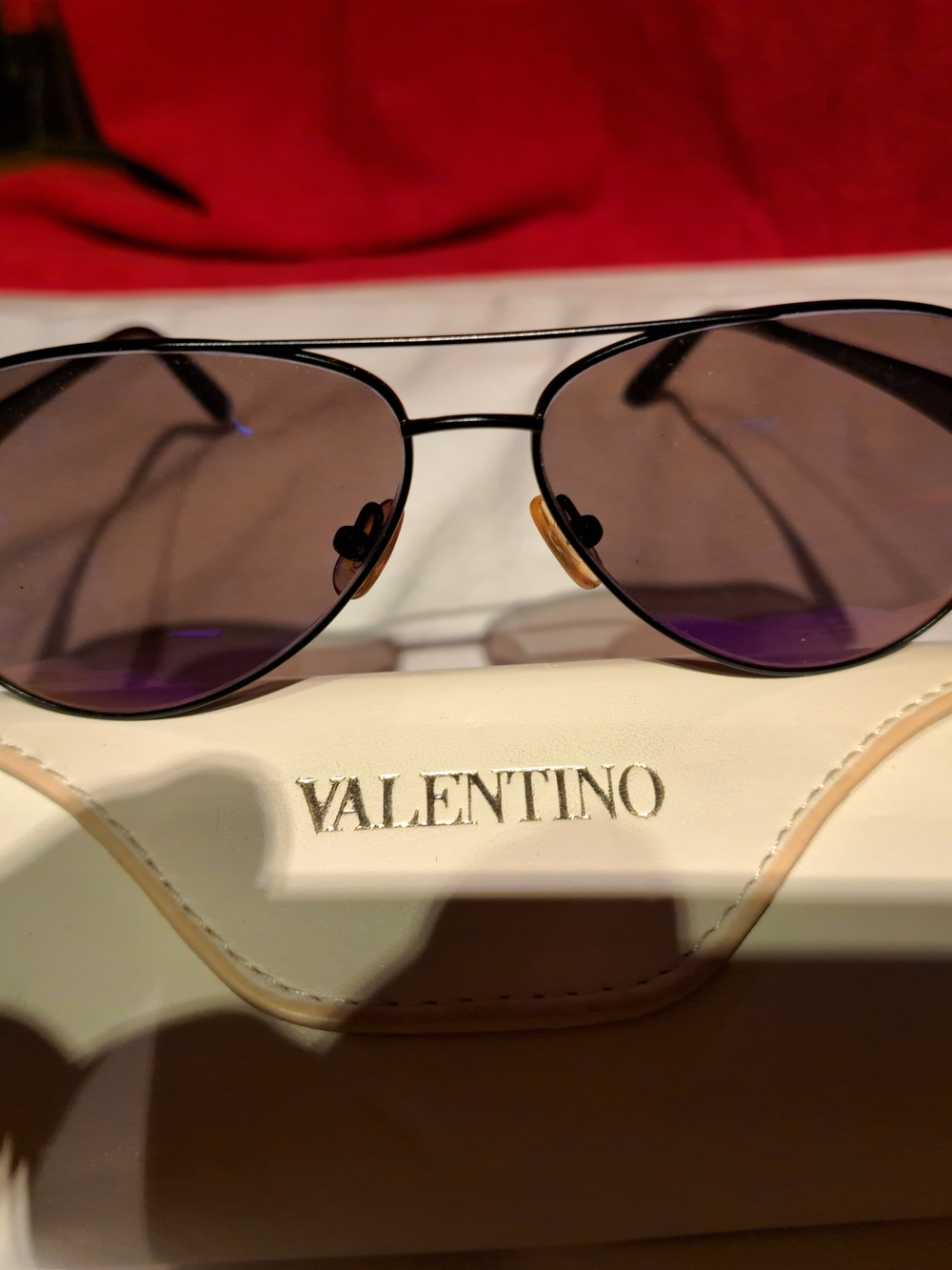 Valentino Aviator Sunglasses in Black with Purple Lenses